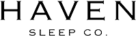 Haven Sleep Co. black and white logo representing Canadian-made luxury mattresses.