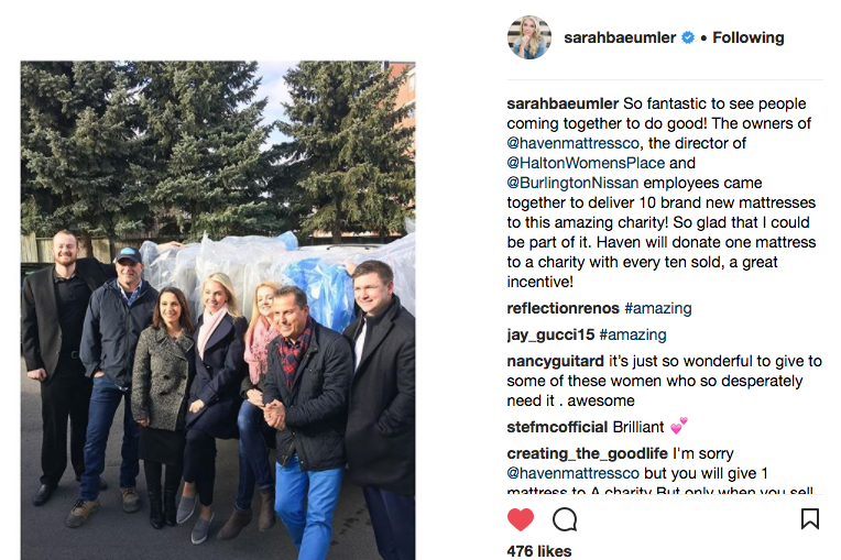 bryan baeumler, sarah baeumler, haven mattress charity donations, made-in-canada
