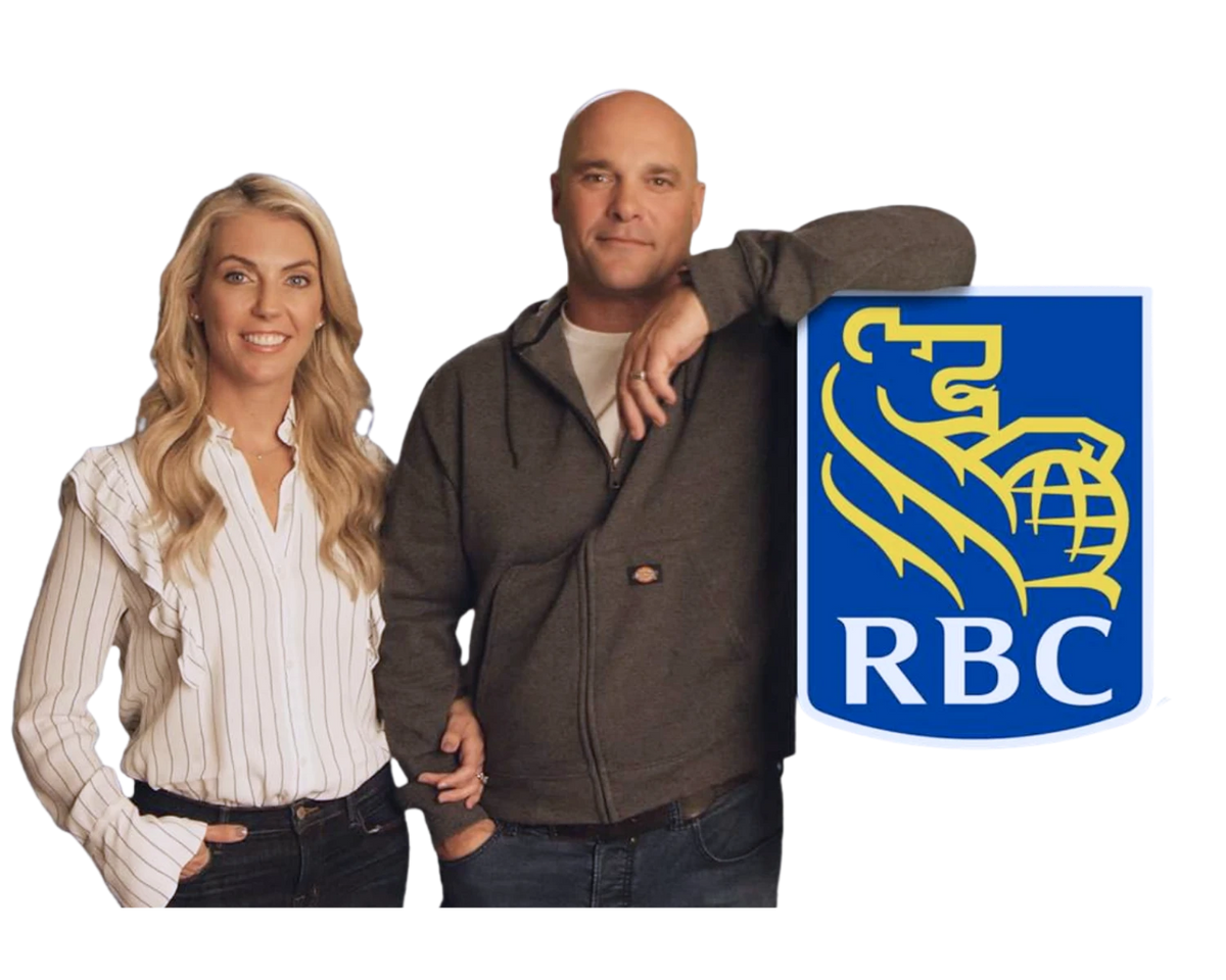 Bryan and Sarah Baeumler with the RBC logo