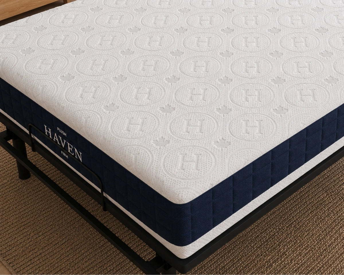 Contour mattress corner on a bed frame