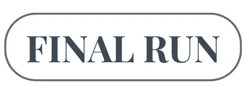 Text 'FINAL RUN' in a black oval border on a white background