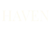 Logo of the brand 'HAVEN' with a white text on a transparent background