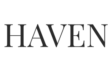 Logo of the brand 'HAVEN' with a black text on a white background