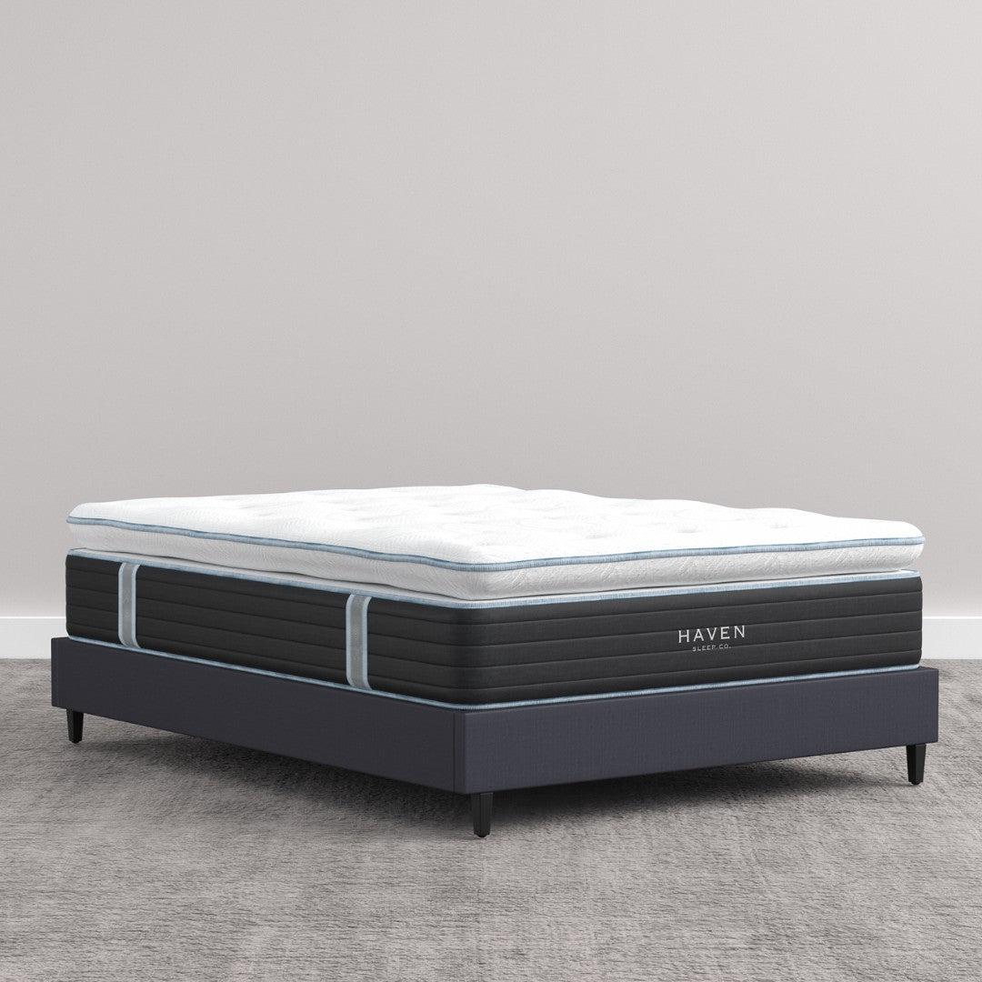 LUX Pillowtop Hybrid mattress by Haven Sleep Co., offering superior comfort and support with natural latex and cooling technology. Plant-based. 