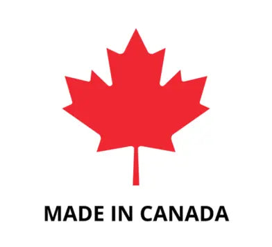 Red maple leaf with 'MADE IN CANADA' text on a white background