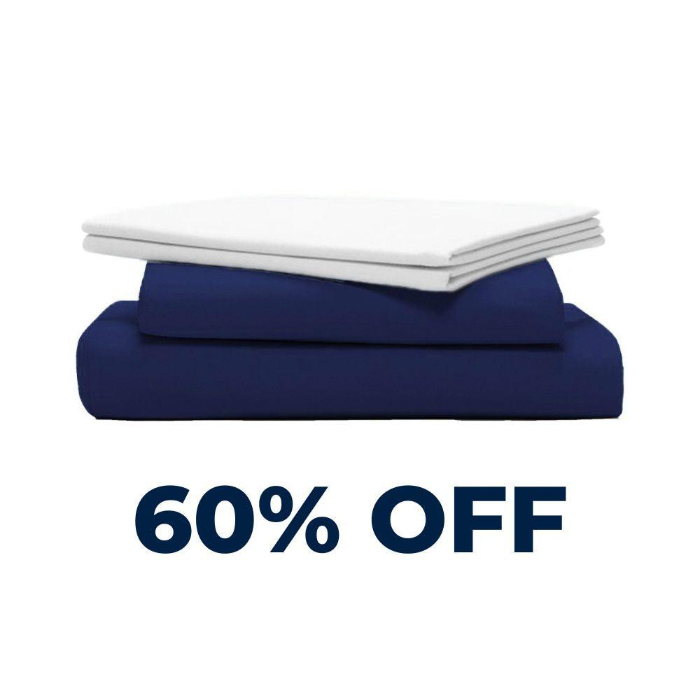 White Sale OVERSTOCK Percale Deluxe Sheet Set (Navy/White)