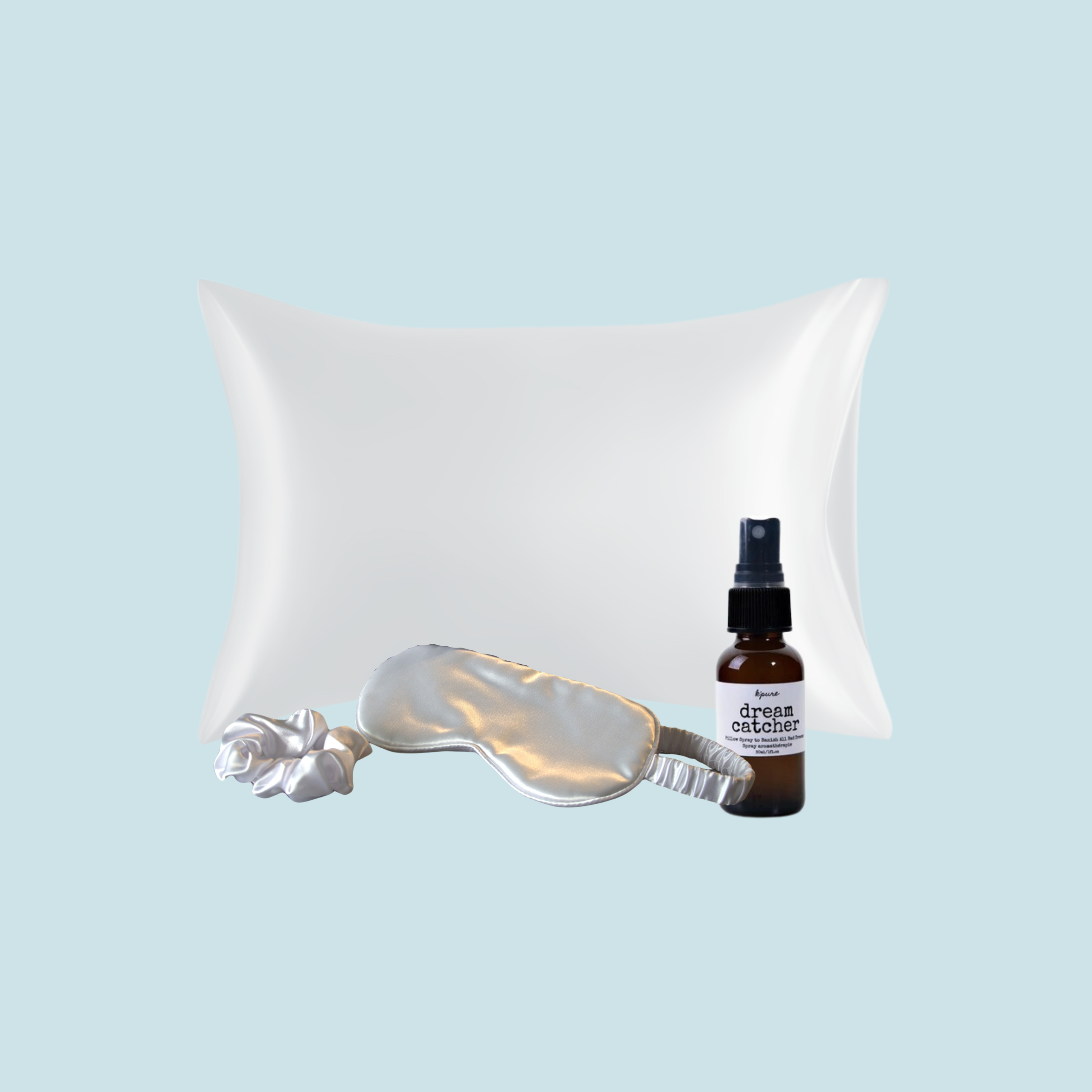 haven mattress silk sleep set pillowcase sleep mask hair scrunchie k'pure dream catcher pillow spray
