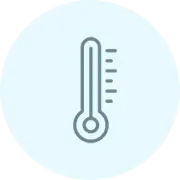 Thermometer icon on a light blue circular background