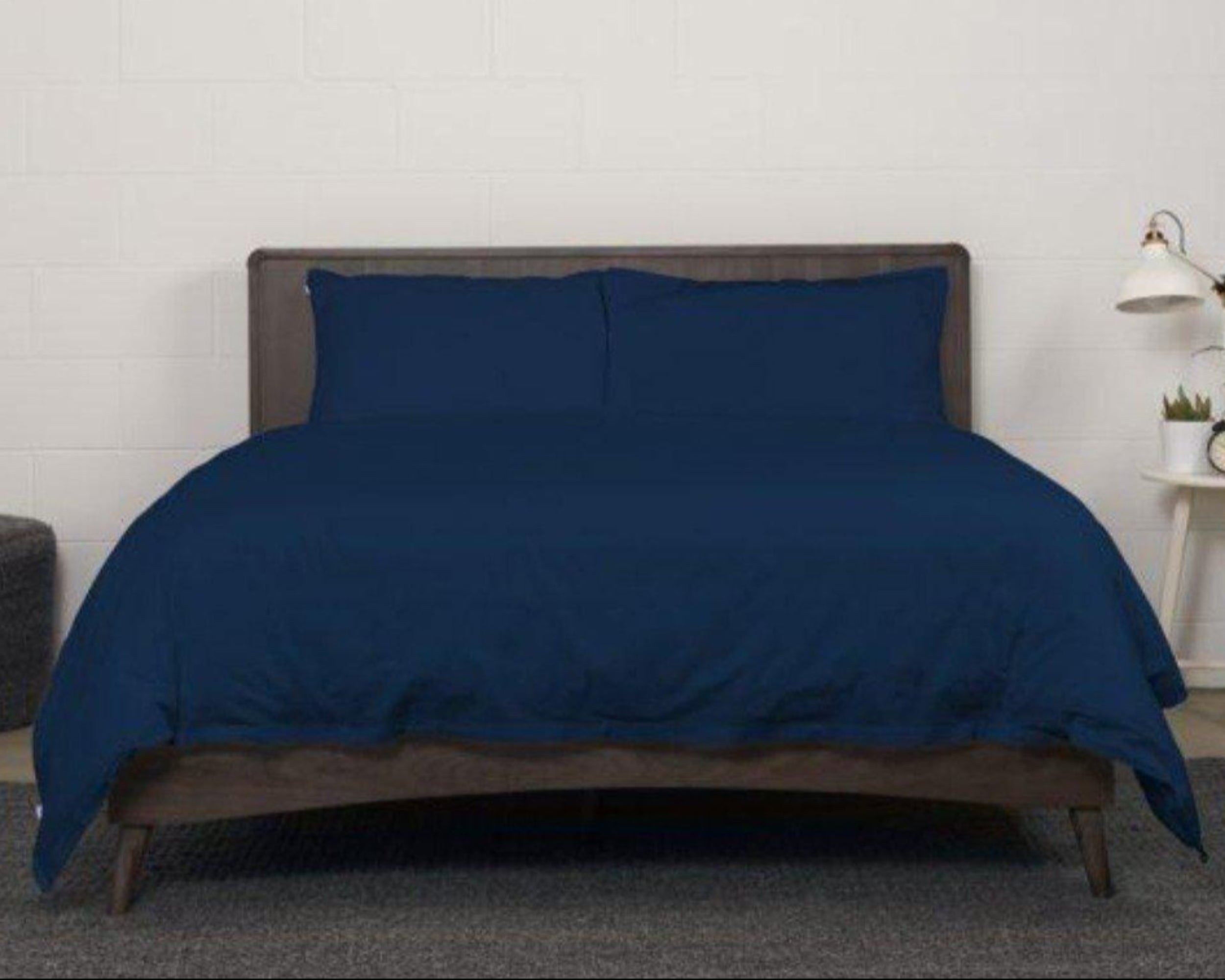 Bedface night time navy sateen duvet cover and sheet set - premium long staple cottom